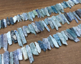 Raw Kyanite Sticks Beads Rough Kyanite Shard Slice Nugget beads Natural Kyante Gemstone Beads Kyanite Pendant Beads 15.5&quot; full strand