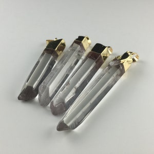 Clear Quartz pendant raw quartz Natural Polished Crystal Quartz Quartz Crystal Clear Rock quartz 24K Gold Plated  Gemstone Nugget 1piece
