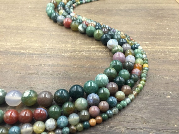 4mm Indian Agate Smooth Round Gemstone Beads, 