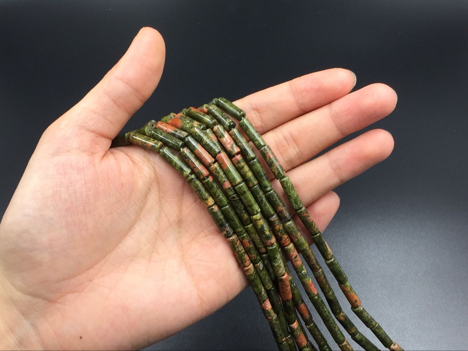 Dragon Blood Jasper Beads 4x14mm Tube Beads Round Tube | Etsy