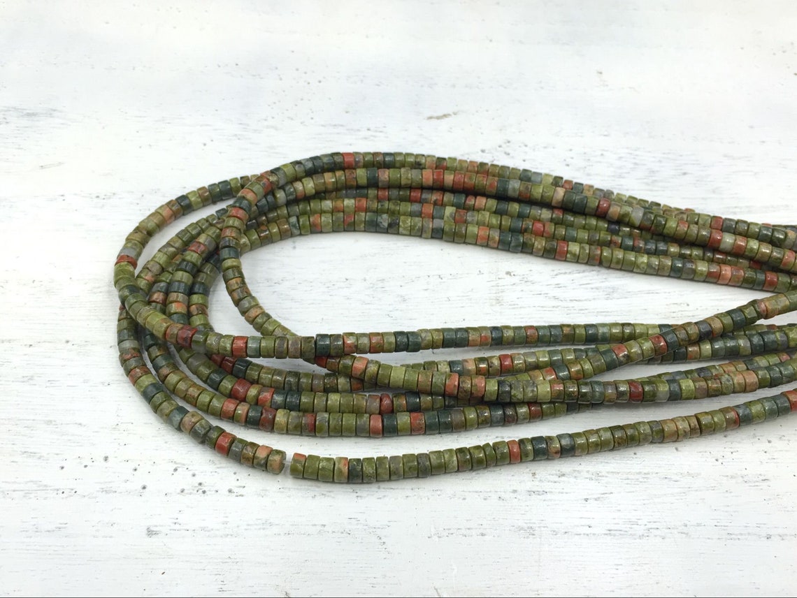 Unakite Heishi Beads Rondelle Beads Tyre Spacer Beads 4x2mm - Etsy