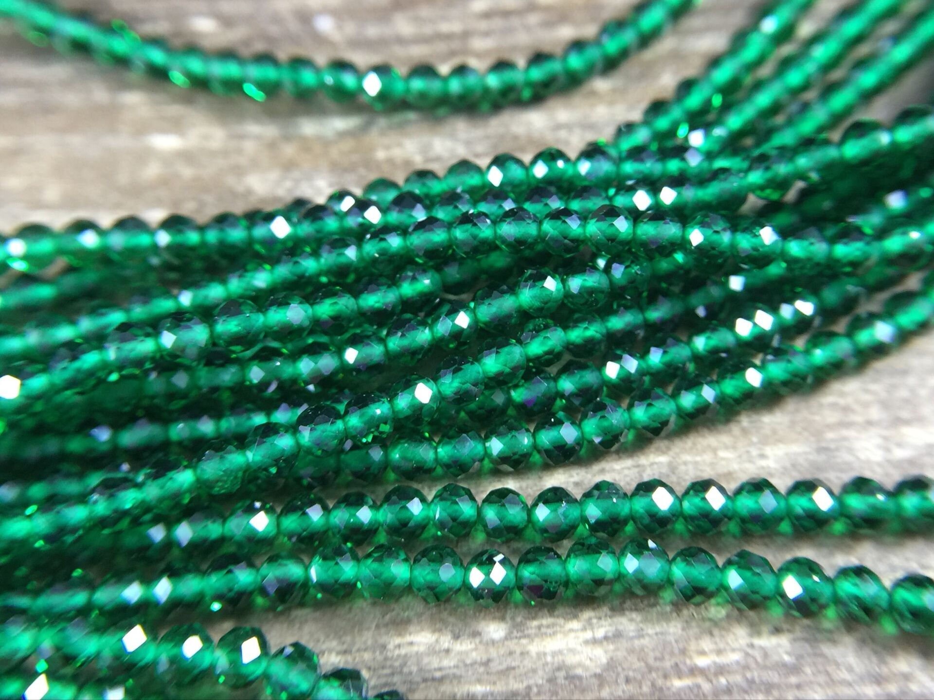 2mm Faceted Emerald Beads Micro Faceted Round Emerald Beads