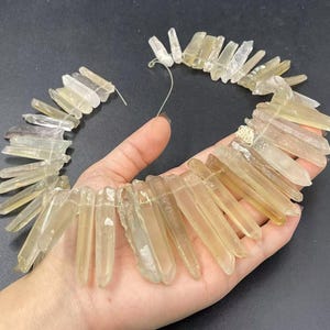 ONLY 1! Extra Long Smoky Quartz Points Graduated Raw Slender Light Smoky Crystal Points Spike Stick Needle supplies 6-10x30-63mm M02