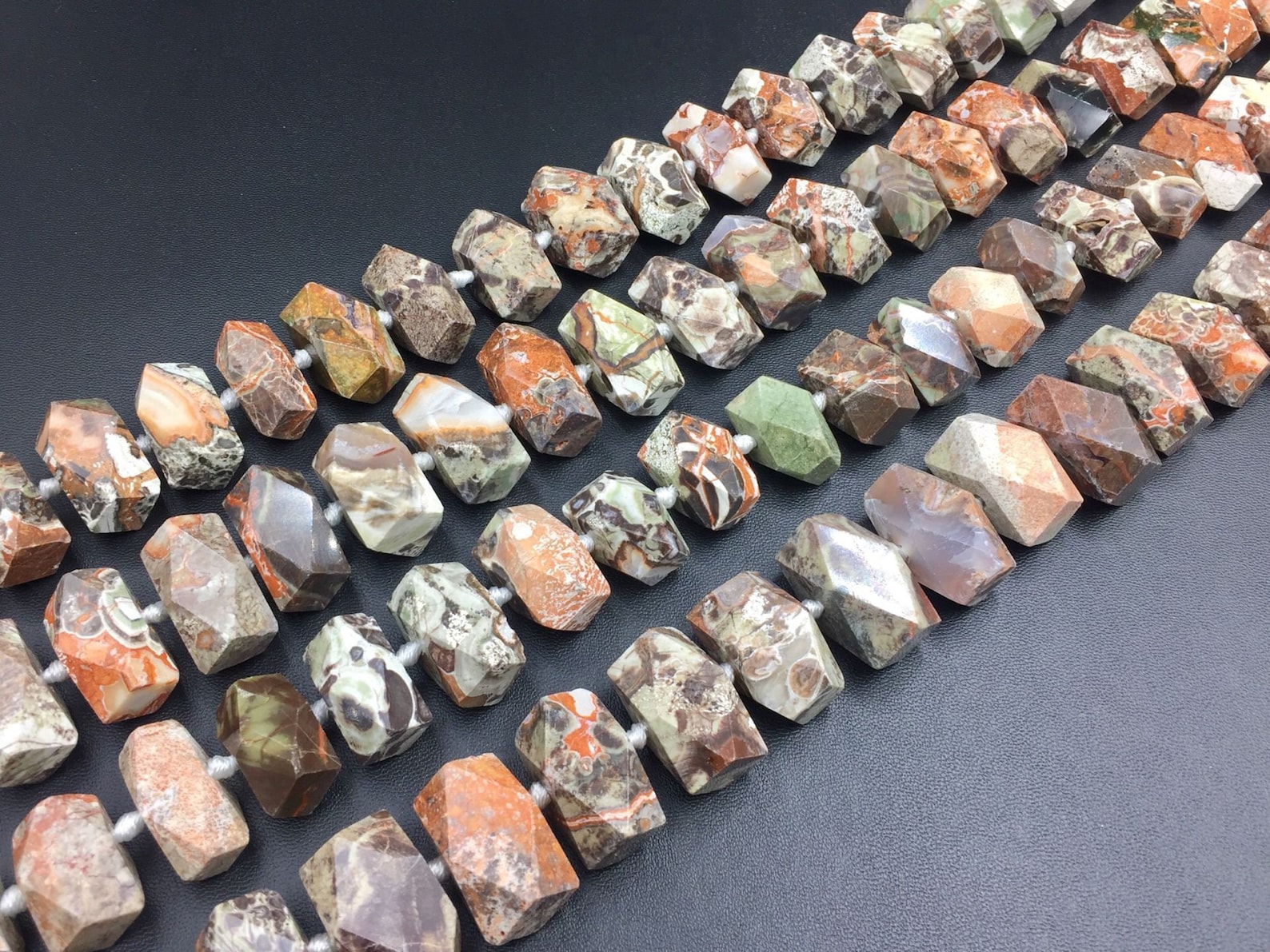 Faceted Ocean Jasper Beads Chunky Brown Ocean Jasper Barrel Etsy