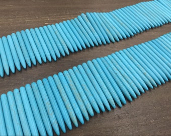 Aqua Türkis Stick Perlen Long Point, dass Türkis Spike Nadel Perlen Howlith Perlen Top gebohrt lose gleich Perlen liefert 15,5" volle Faser