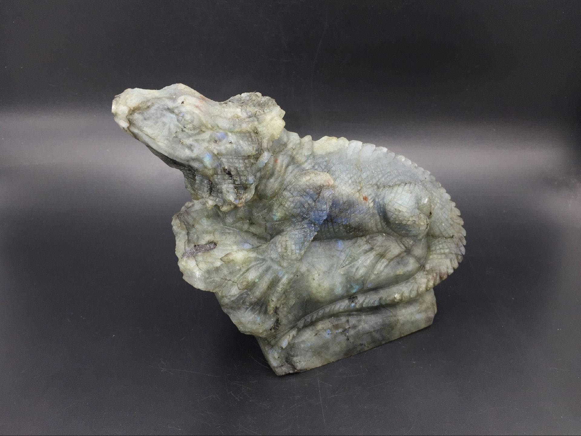 Labradorite Lizard Figurine Realistic Lizard on Deadwood - Etsy