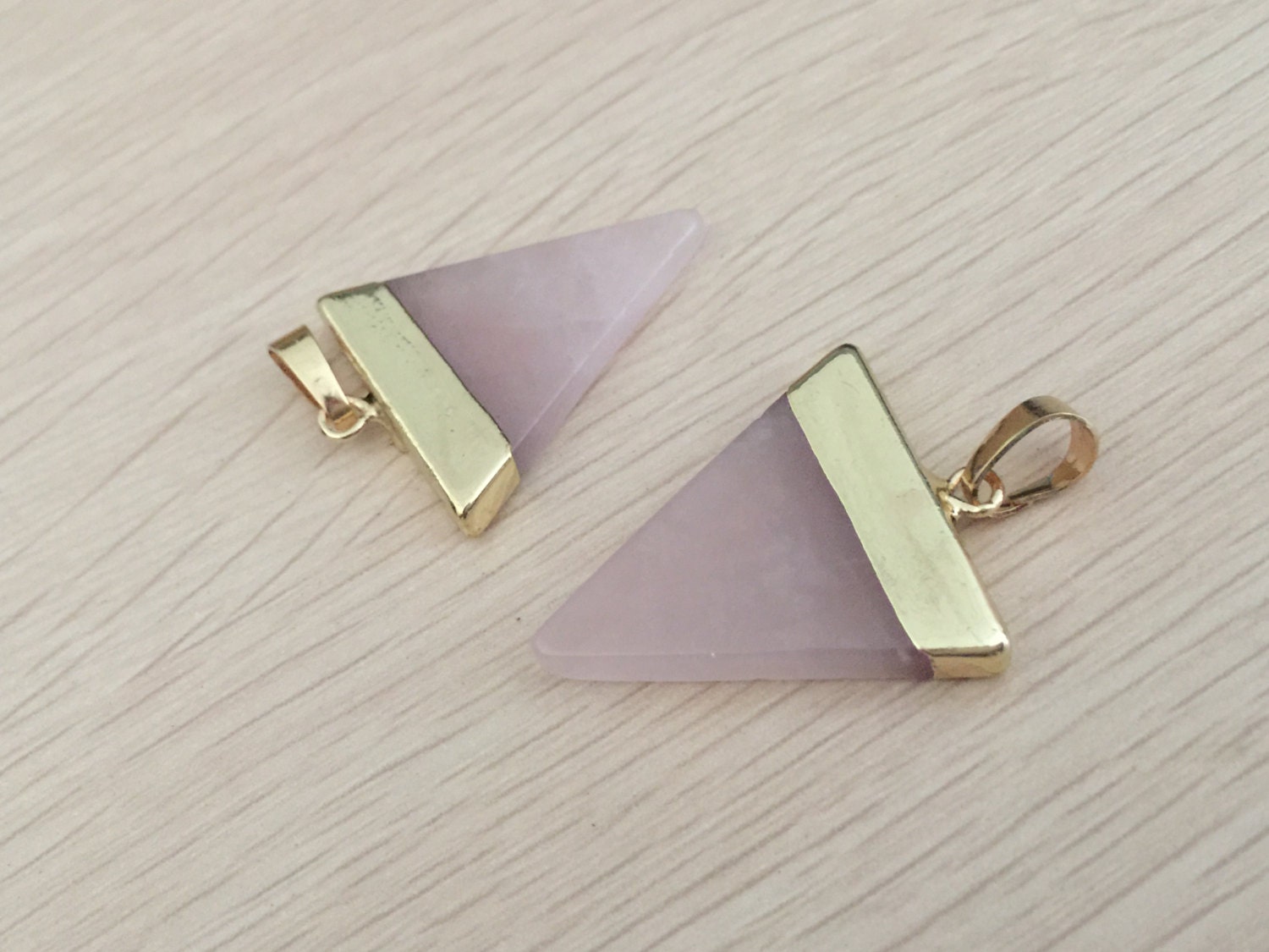 Rose Quartz Triangle Pendant Pink 