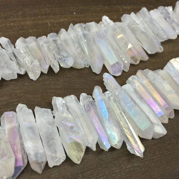 Raw AB Quartz Crystal Point Bulk Quartz Point Beads Wholesale Points Graduated Spike Stick Jewelry Making 5-8*18-45mm