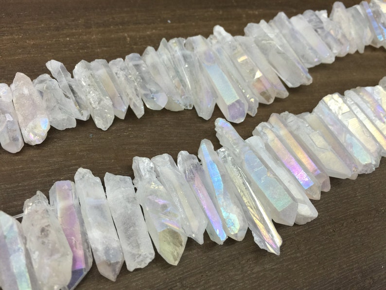 Raw AB Quartz Crystal Point Bulk Quartz Point Beads Wholesale Etsy