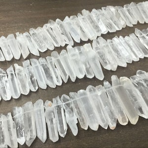 AAA Rough Quartz Points Crystal Point Beads Raw Crystal Quartz Stick Beads Pendant beads supplies Graduated Top Drilled 4-7*22-46mm