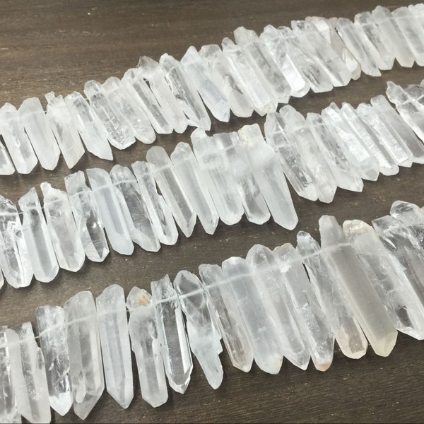 AAA Rough Quartz Points Crystal Point Beads Raw Crystal Quartz Stick Beads Pendant beads supplies Graduated Top Drilled 4-7*22-46mm