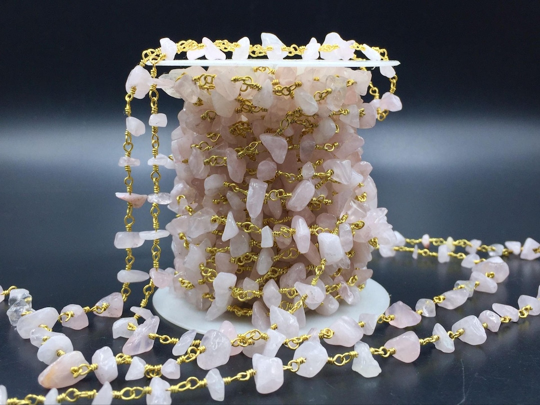 Rose Quartz Chain Rosary Chain Wholesale Quartz Chips Chain Wire ...