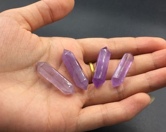 Amethyst Point Wand Double Terminated Natural Purple Amethyst Quartz Crystal Wand Point Perfect for Jewelry Making Mineral Healing Stone OB
