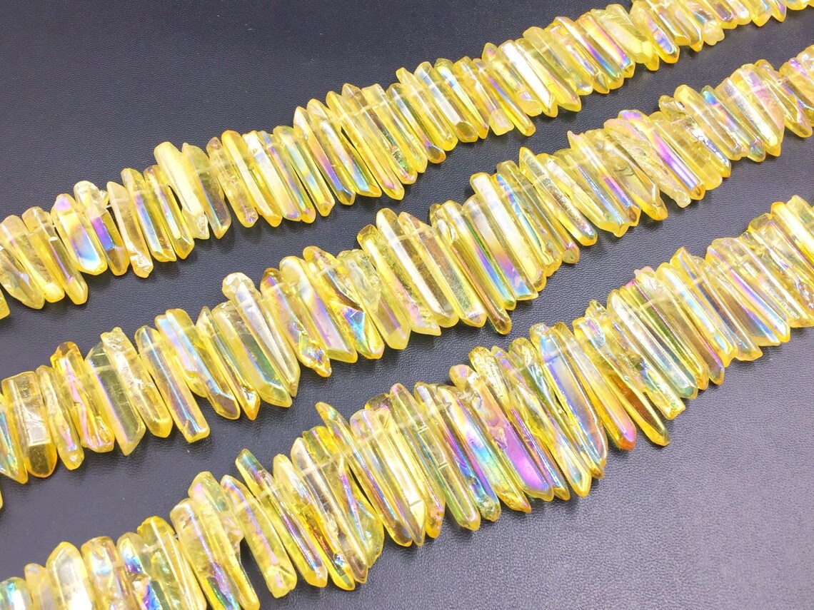Polished Yellow Quartz Points Bright Aura Yellow Quartz Etsy