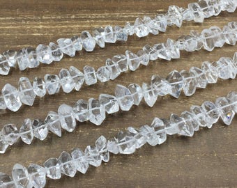 Polished Quartz Crystal Points Double Terminated Quartz Point Beads Faceted Quartz Crtstal Nugget Beads Center Drilled 6-10*15-20mm DQ