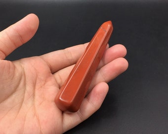 6-Sided Faceted Red Jasper Massage Wand Red Stone Wand Point Wand Smooth Polished Crystal Wand Meditation Crystal Healing Tool Reiki MW