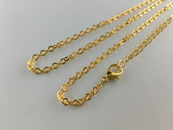 Wholesale 12 PCS Gold Plated Brass Cable Chains Necklace Bulk