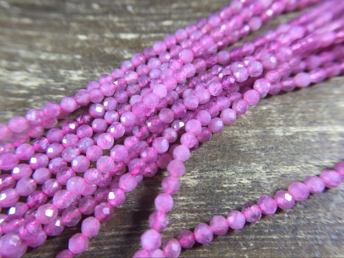3mm Micro Faceted Tourmaline Beads Pink Tourmaline Beads Tiny Etsy