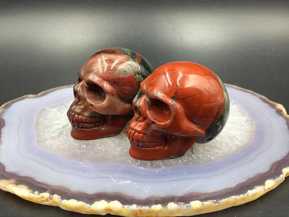 Natural Bloodstone Skull Realistic Skull Blood Stone Crystral Skull Hand Carved Gemstone Skull Decor Skull Sculpture SK-BT