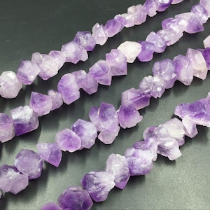 Small Amethyst Nuggets Amethyst Points Rough Amethyst Beads Center DrilledPurple Amethyst Quartz Gemstone  Nugget Loose Beads Full Strand