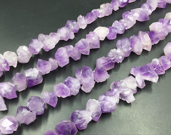 Small Amethyst Nuggets Amethyst Points Rough Amethyst Beads Center DrilledPurple Amethyst Quartz Gemstone  Nugget Loose Beads Full Strand