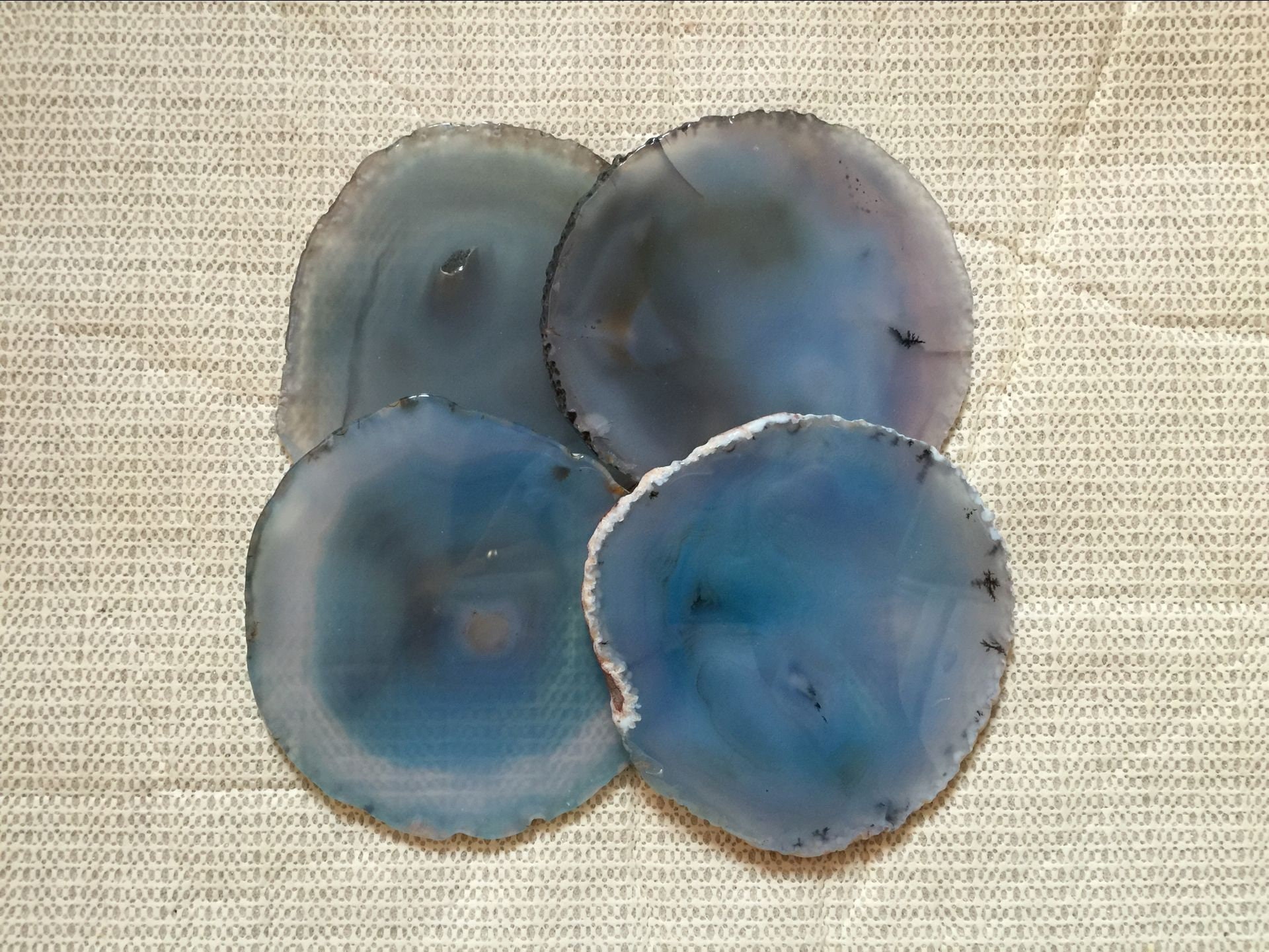 Blue Agate Coasters Round Agate Slice Coasters Set of 4 Agate Etsy