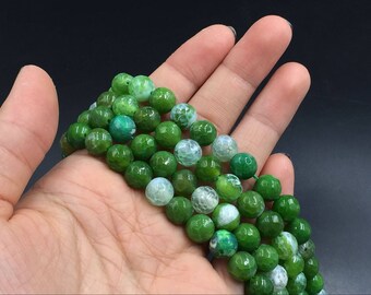 Green Agate Beads Faceted Round Dragon Veins Agate Beads Polished Round Gemstone Beads Supplies 6/8/10mm Jewelry making 15.5" strand