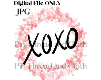 Corona de corazones para San Valentín con besos y abrazos. SOLO ARCHIVO DIGITAL. Diseños de sublimación, tarjetas de felicitación y camisetas. No se enviará ningún artículo físico.