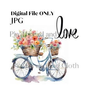 Bouquet de fleurs en vélo. FICHIER NUMÉRIQUE UNIQUEMENT. Conceptions de sublimation, cartes de vœux, T-shirts. Aucun objet physique n’est donné.