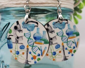 CIENCIA La apreciación del maestro cuelga pendientes. Hecho a medida. Gracias regalo para educadores escolares, personal de asistencia. Vuelta al cole