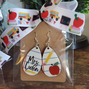 Custom teacher appreciation earrings Personalize. Made to order. School educators gifts for teachers administration thank you gifts monogram