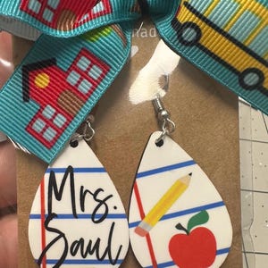 Custom teacher appreciation earrings Personalize. Made to order. School educators gifts for teachers administration thank you gifts monogram