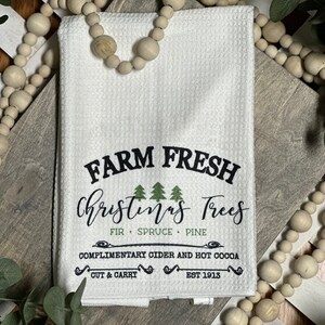 Farm fresh Christmas-trees/ microfiber washable dish towel. Dryer safe! Housewarming gift.