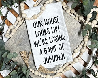 Nuestra casa se parece... Paño de cocina lavable de microfibra. ¡Caja fuerte para secadora! Regalo de inauguración de la casa.