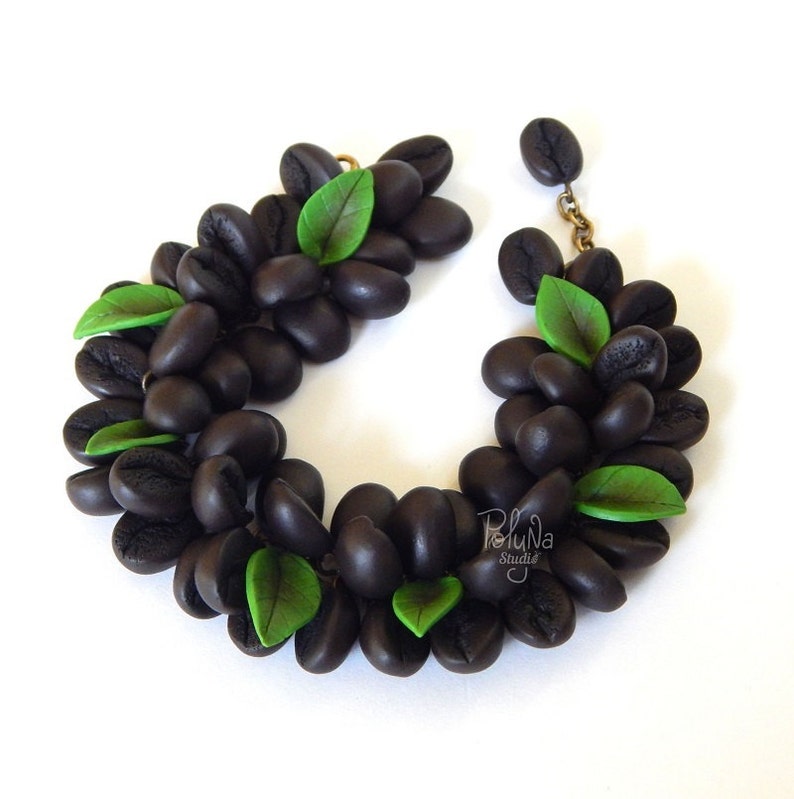 Dark Brown Polymer Clay Coffee Bracelet polymer clay beads Etsy