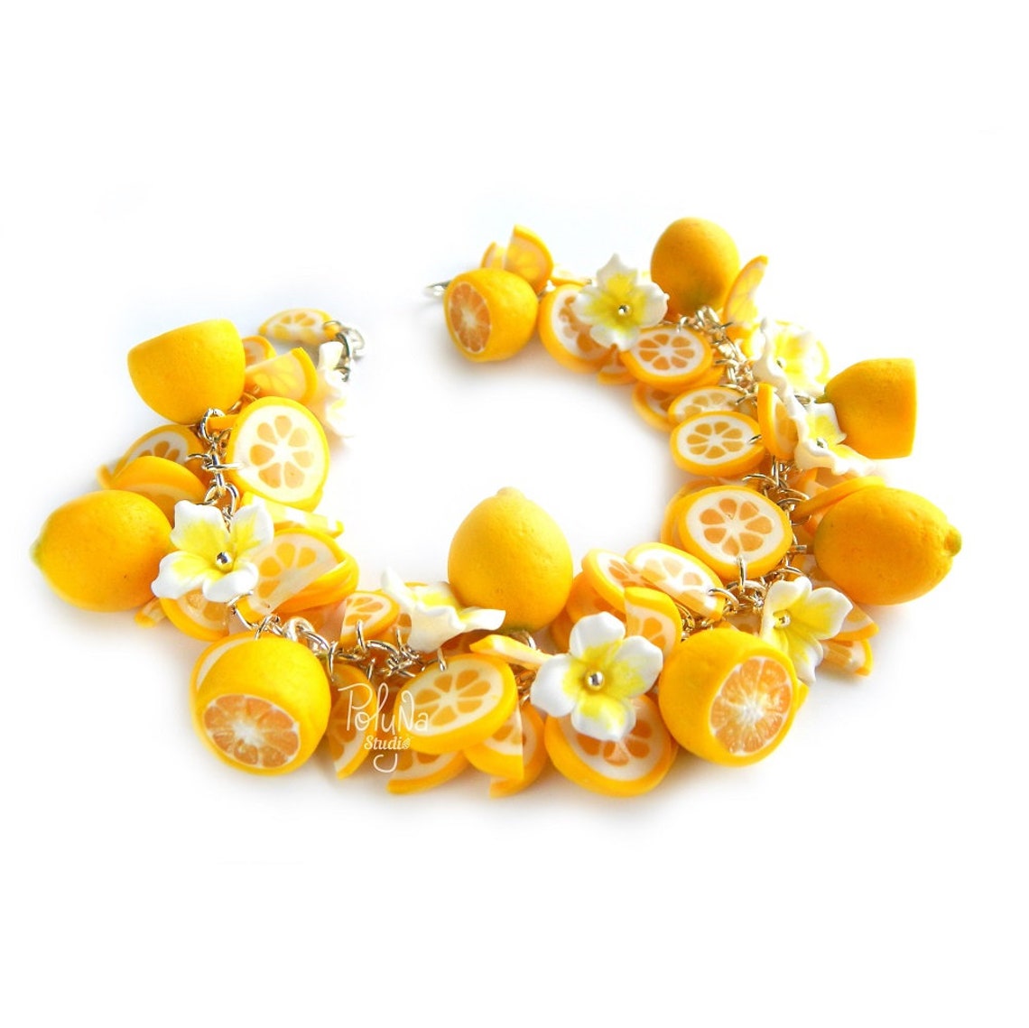 Yellow lemon charm bracelet food jewelry citrus jewelry Etsy