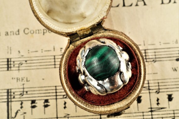 Antique Vintage Silver and malechite Georg Jensen