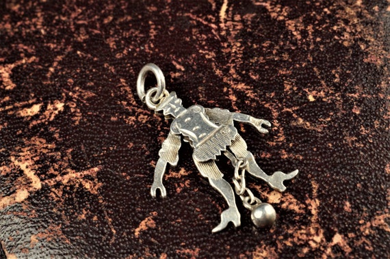 Antique Silver Articulated Dancing Jester / Acroba