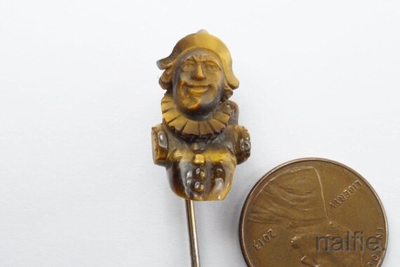 Unusual Antique Carved Tigers Eye Pierrot Cameo St