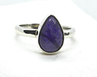 Sugilite 925 Silver Ring~Size N, US 7 ~Genuine Natural Rare Purple Crystal