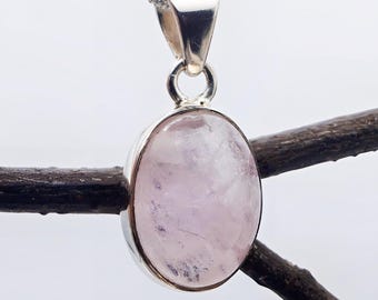Morganite Sterling Silver Pendant Pink Emerald. Rare Natural Crystal from Madagascar.
