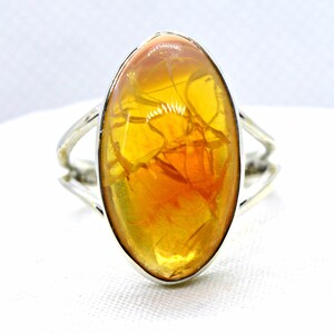 Golden Fire Opal Sterling Silver Ring UK Size R US Size 9  Mexico  Beautiful Rare Natural Sacral Chakra Crystal