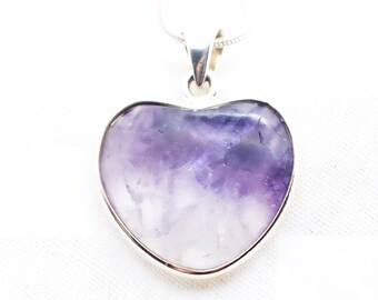 Blue John Fluorite Sterling Silver Oval Pendant. Genuine Indigo and Clear British Crystal
