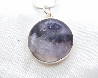 Blue John Fluorite Sterling Silver Pendant Natural British Crystal from Derbyshire