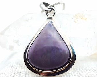 Sugilite & Sterling Silver Chunky Pendant Genuine Rare Natural Heather~Purple Crystal Third Eye