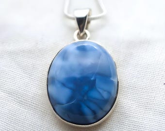 Rare Blue Trolleite Sterling Silver Pendant, Mental Clarity, Ascension Stone