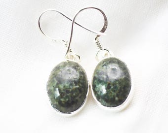 Preseli Bluestone 925 Silver Drop Earrings Stonehenge Rare British Crystal