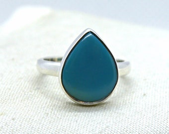 Sleeping Beauty Turquoise & Sterling Silver Ring Natural Crystal from Arizona.  UK Size L, US 6