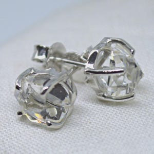 Herkimer Diamant Quarz Sterling Silber Ohrstecker Paar Aura Reinigung Einstimmung