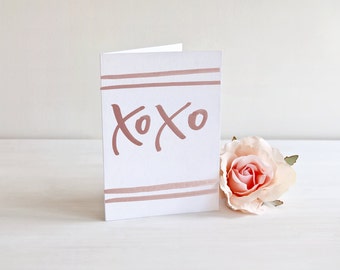 XOXO card, any occasion card, i love you card, card for her, card for friend, minimalist card, xoxo